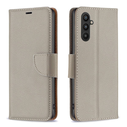 For Samsung Galaxy A34 5G Litchi Texture Pure Color Flip Leather Phone Case(Grey) by buy2fix
