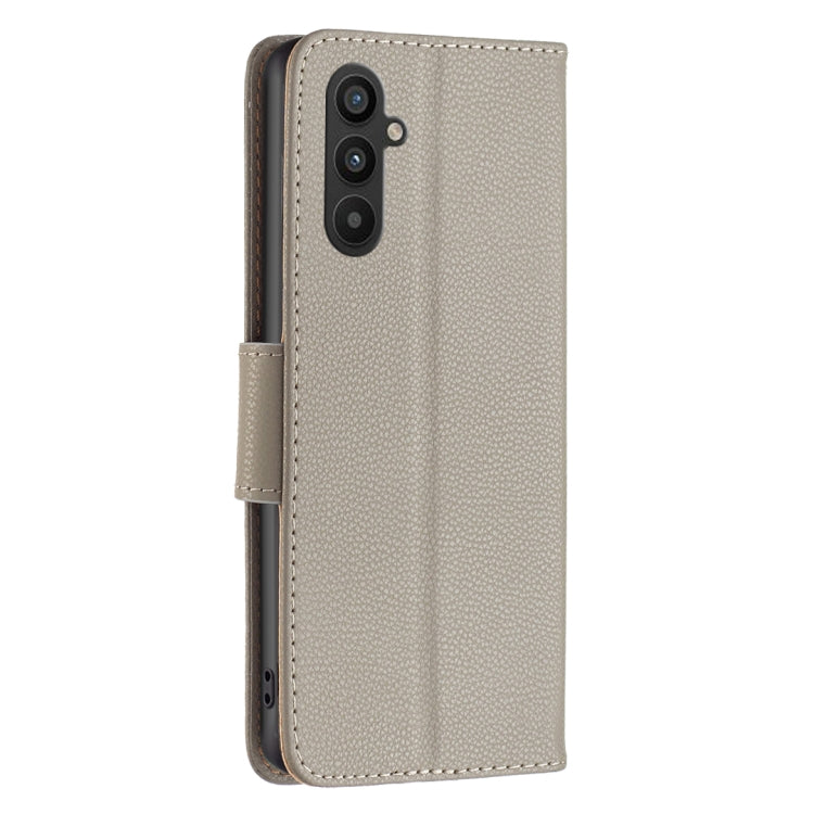 For Samsung Galaxy A34 5G Litchi Texture Pure Color Flip Leather Phone Case(Grey) by buy2fix