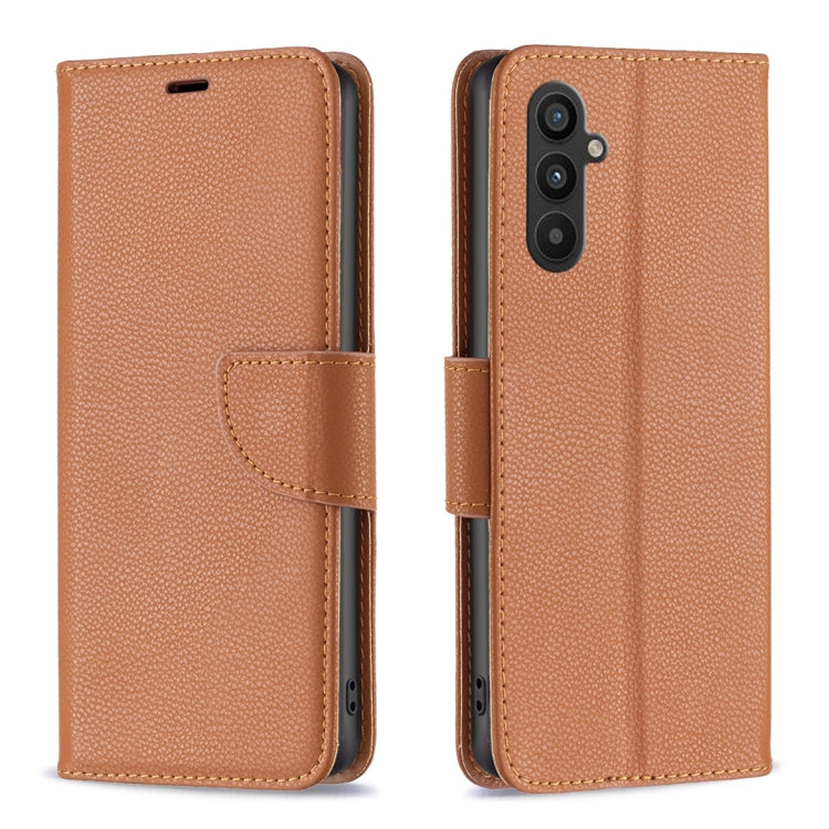 For Samsung Galaxy A34 5G Litchi Texture Pure Color Flip Leather Phone Case(Brown) by buy2fix
