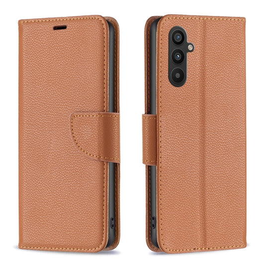 For Samsung Galaxy A34 5G Litchi Texture Pure Color Flip Leather Phone Case(Brown) by buy2fix