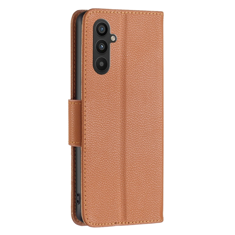 For Samsung Galaxy A34 5G Litchi Texture Pure Color Flip Leather Phone Case(Brown) by buy2fix