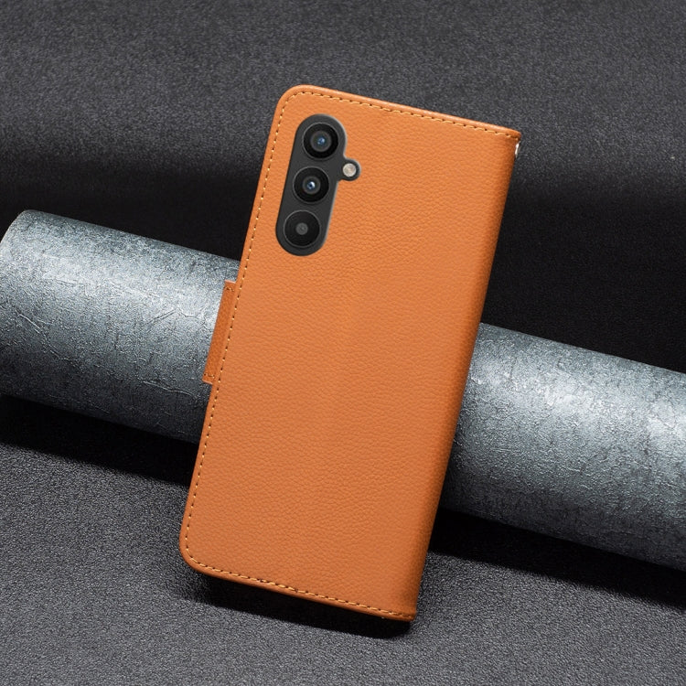 For Samsung Galaxy A34 5G Litchi Texture Pure Color Flip Leather Phone Case(Brown) by buy2fix