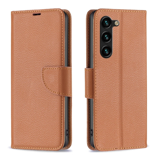 For Samsung Galaxy S24+ 5G Litchi Texture Pure Color Flip Leather Phone Case(Brown)