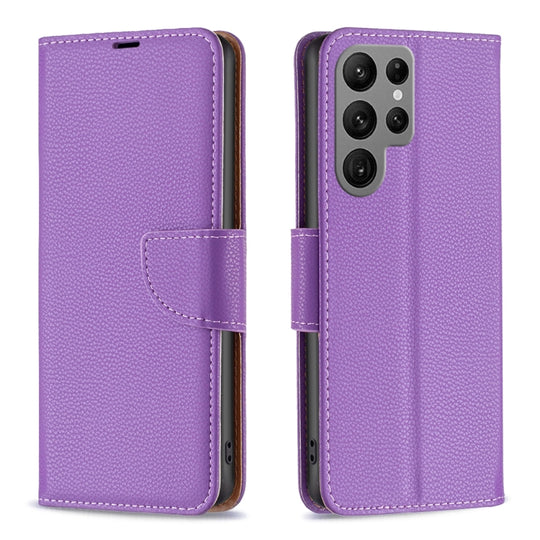 For Samsung Galaxy S24 Ultra 5G Litchi Texture Pure Color Flip Leather Phone Case(Purple)