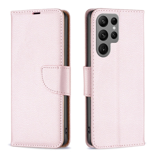 For Samsung Galaxy S24 Ultra 5G Litchi Texture Pure Color Flip Leather Phone Case(Rose Gold)