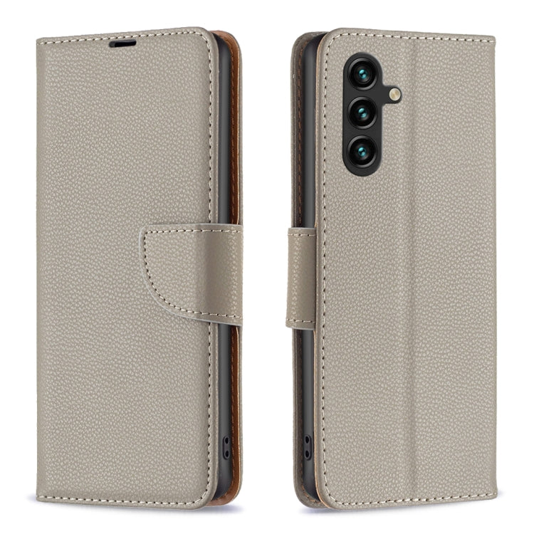 For Samsung Galaxy A35 Litchi Texture Pure Color Flip Leather Phone Case(Grey) by buy2fix
