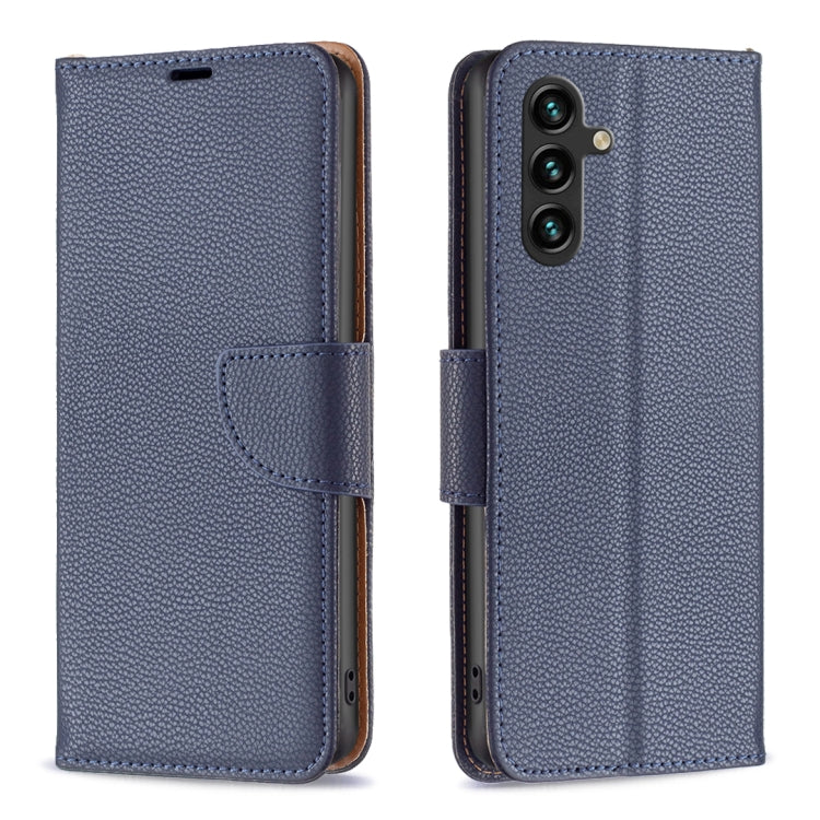 For Samsung Galaxy A35 Litchi Texture Pure Color Flip Leather Phone Case(Blue) by buy2fix