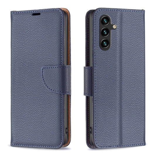 For Samsung Galaxy A35 Litchi Texture Pure Color Flip Leather Phone Case(Blue) by buy2fix