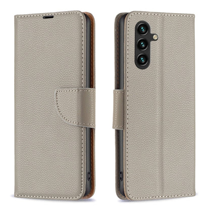 For Samsung Galaxy A55 Litchi Texture Pure Color Flip Leather Phone Case(Grey) by buy2fix