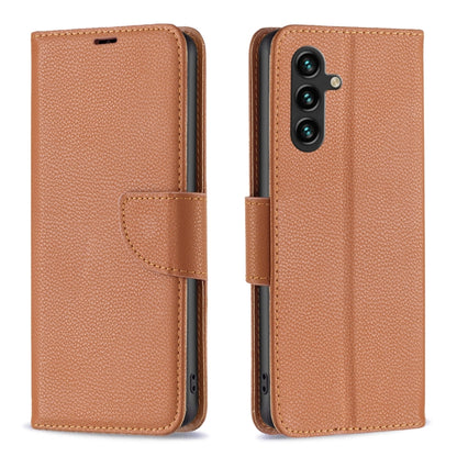 For Samsung Galaxy A55 Litchi Texture Pure Color Flip Leather Phone Case(Brown) by buy2fix