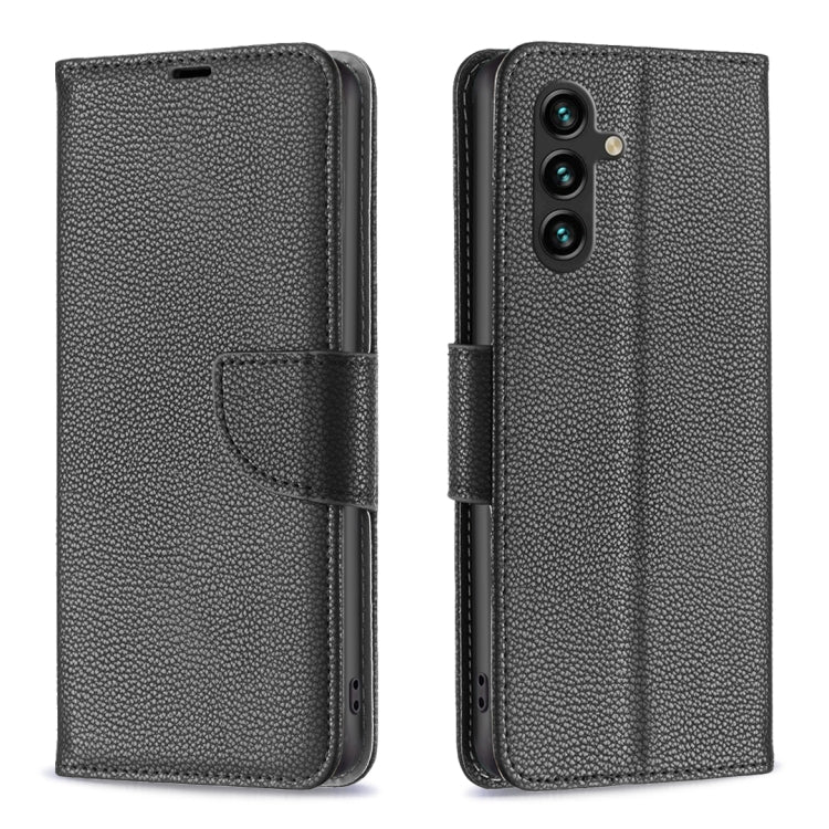 For Samsung Galaxy A55 Litchi Texture Pure Color Flip Leather Phone Case(Black) by buy2fix