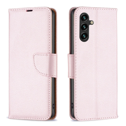 For Samsung Galaxy A55 Litchi Texture Pure Color Flip Leather Phone Case(Rose Gold) by buy2fix