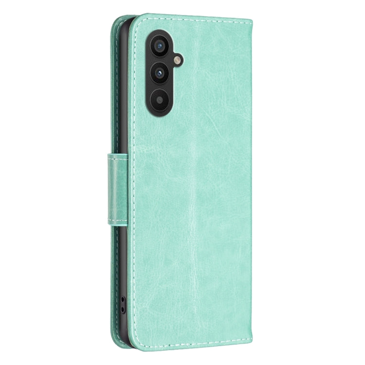 For Samsung Galaxy A25 5G Embossing Two Butterflies Pattern Leather Phone Case(Green) by buy2fix
