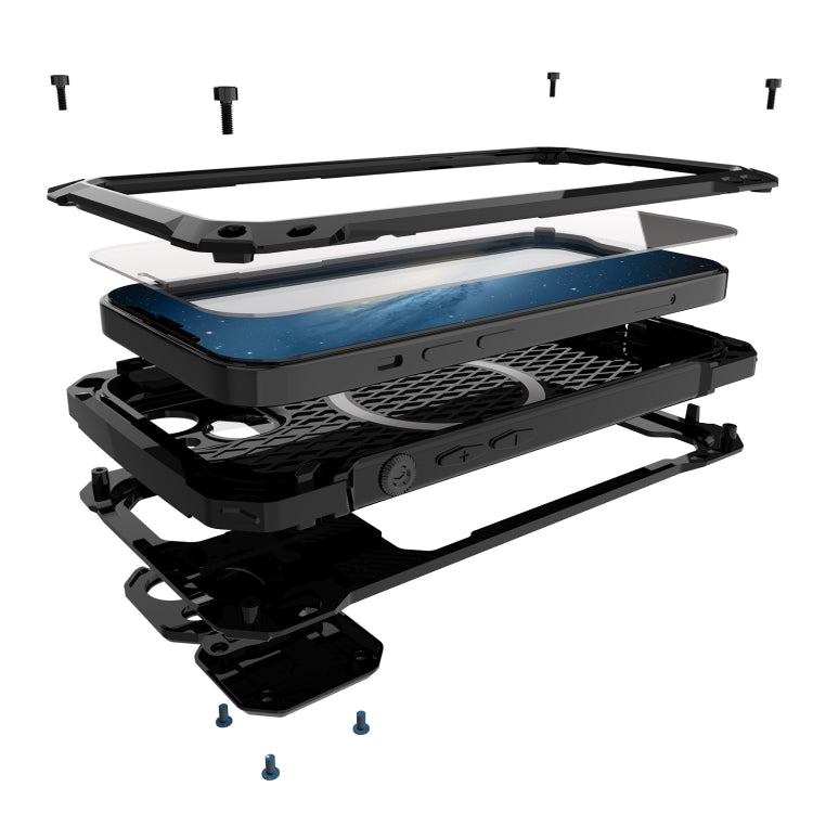 For iPhone 14 Shockproof Life Waterproof Dustproof Metal MagSafe Phone Case(Black) by buy2fix