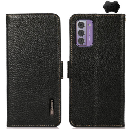 For Nokia G42 KHAZNEH Side-Magnetic Litchi Genuine Leather RFID Phone Case(Black) - Nokia Cases by buy2fix | Online Shopping UK | buy2fix