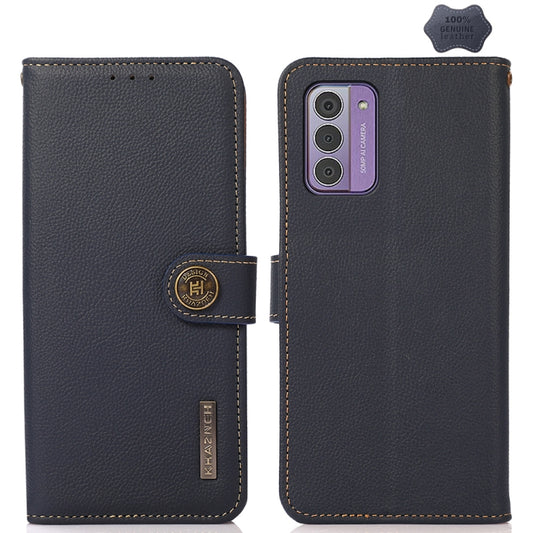 For Nokia G42 KHAZNEH Custer Genuine Leather RFID Phone Case(Blue) - Nokia Cases by buy2fix | Online Shopping UK | buy2fix