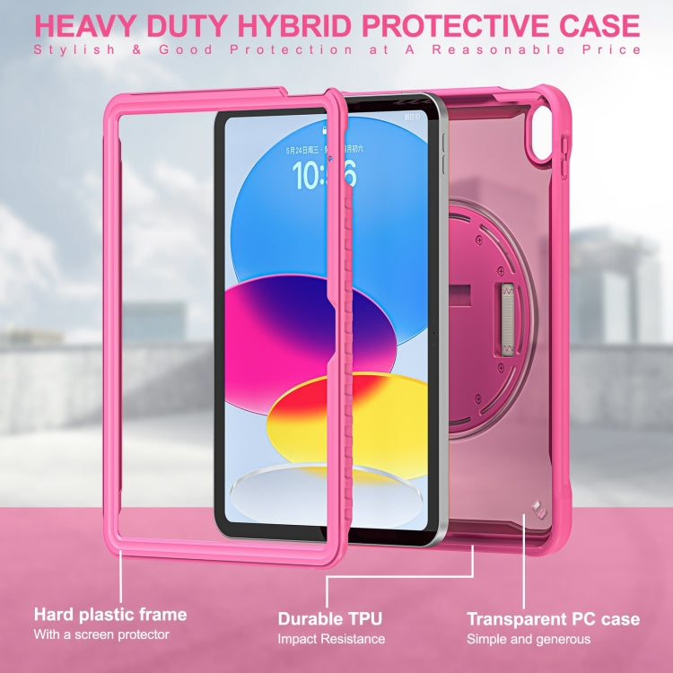 For iPad 2025 / 2022 Heavy Duty Hybrid Tablet Case with Hand Grip & Strap(Rose Red) - iPad 2025 / 2022 Cases by buy2fix | Online Shopping UK | buy2fix