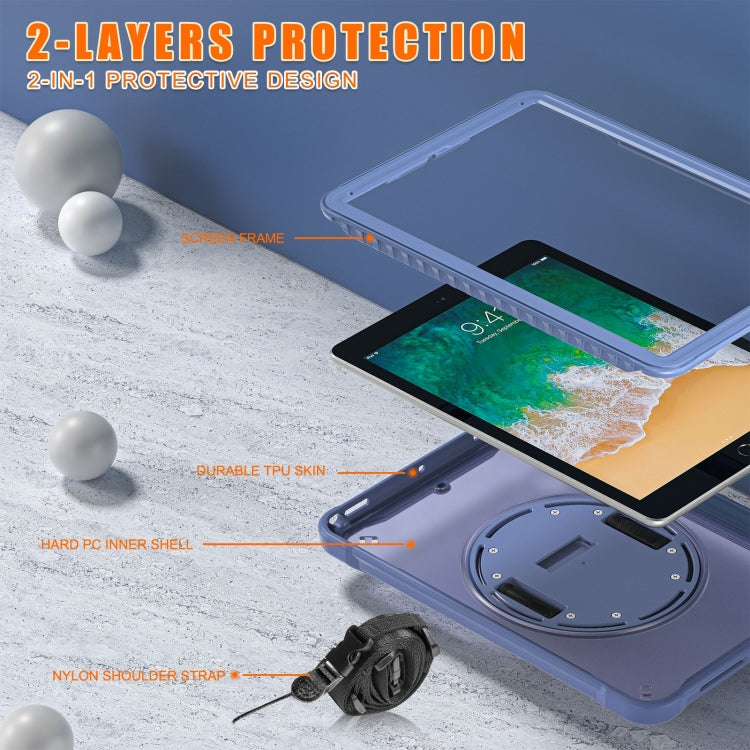 For iPad Air / Air 2 / 9.7 2018 / 2017 Heavy Duty Hybrid Tablet Case with Hand Grip & Strap(Lavender Grey) - iPad 9.7 (2018) & (2017) Cases by buy2fix | Online Shopping UK | buy2fix