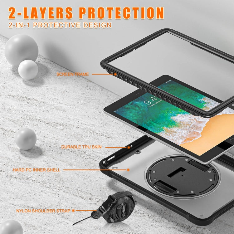 For iPad Air / Air 2 / 9.7 2018 / 2017 Heavy Duty Hybrid Tablet Case with Hand Grip & Strap(Black) - iPad 9.7 (2018) & (2017) Cases by buy2fix | Online Shopping UK | buy2fix