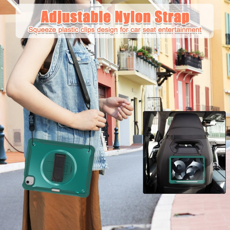 For iPad Air 2022 10.9 / Pro 11 2022 Heavy Duty Hybrid Tablet Case with Hand Grip & Strap(Dark Green) - iPad Air (2022) / (2020) 10.9 Cases by buy2fix | Online Shopping UK | buy2fix