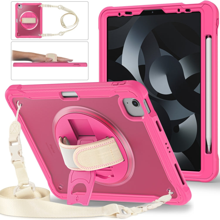 For iPad Air 2022 10.9 / Pro 11 2022 Heavy Duty Hybrid Tablet Case with Hand Grip & Strap(Rose Red) - iPad Air (2022) / (2020) 10.9 Cases by buy2fix | Online Shopping UK | buy2fix