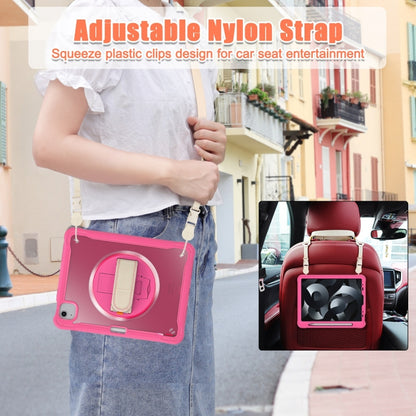 For iPad Air 2022 10.9 / Pro 11 2022 Heavy Duty Hybrid Tablet Case with Hand Grip & Strap(Rose Red) - iPad Air (2022) / (2020) 10.9 Cases by buy2fix | Online Shopping UK | buy2fix