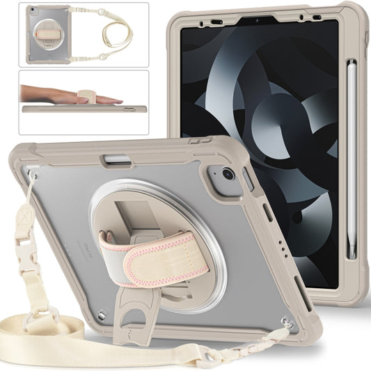 For iPad Air 2022 10.9 / Pro 11 2022 Heavy Duty Hybrid Tablet Case with Hand Grip & Strap(Khaki) - iPad Air (2022) / (2020) 10.9 Cases by buy2fix | Online Shopping UK | buy2fix