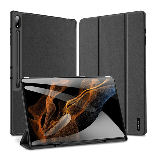 For Samsung Galaxy Tab S10 Ultra / S9 Ultra DUX DUCIS Domo Series Cloth Texture Magnetic Leather Tablet Case(Black) - Tab S10 Ultra Cases by DUX DUCIS | Online Shopping UK | buy2fix