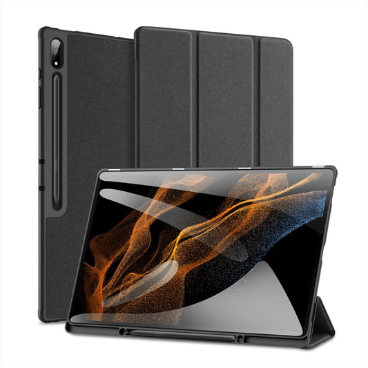 For Samsung Galaxy Tab S10 Ultra / S9 Ultra DUX DUCIS Domo Series Cloth Texture Magnetic Leather Tablet Case(Black) - Tab S10 Ultra Cases by DUX DUCIS | Online Shopping UK | buy2fix