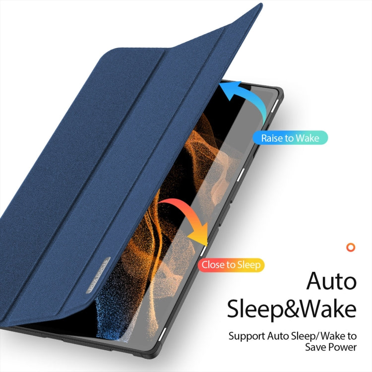 For Samsung Galaxy Tab S10 Ultra / S9 Ultra DUX DUCIS Domo Series Cloth Texture Magnetic Leather Tablet Case(Blue) - Tab S10 Ultra Cases by DUX DUCIS | Online Shopping UK | buy2fix