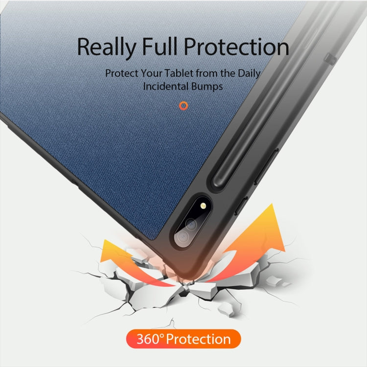 For Samsung Galaxy Tab S10 Ultra / S9 Ultra DUX DUCIS Domo Series Cloth Texture Magnetic Leather Tablet Case(Blue) - Tab S10 Ultra Cases by DUX DUCIS | Online Shopping UK | buy2fix