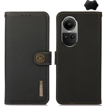 For OPPO Reno10 Global / 10 Pro Global KHAZNEH Custer Texture RFID Genuine Leather Phone Case(Black) - OnePlus Cases by buy2fix | Online Shopping UK | buy2fix