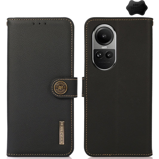 For OPPO Reno10 Global / 10 Pro Global KHAZNEH Custer Texture RFID Genuine Leather Phone Case(Black) - OnePlus Cases by buy2fix | Online Shopping UK | buy2fix