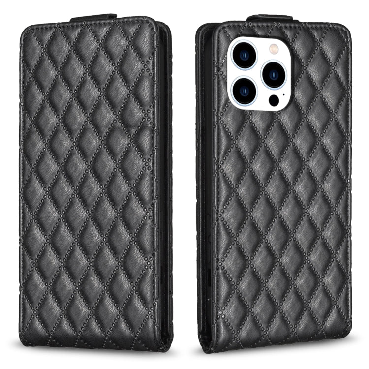 For iPhone 16 Pro Max Diamond Lattice Vertical Flip Leather Phone Case(Black) by buy2fix