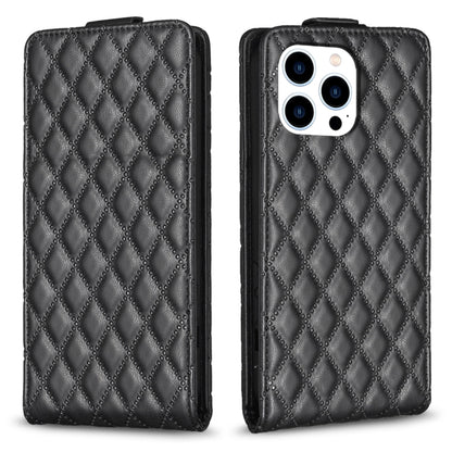 For iPhone 16 Pro Max Diamond Lattice Vertical Flip Leather Phone Case(Black) by buy2fix