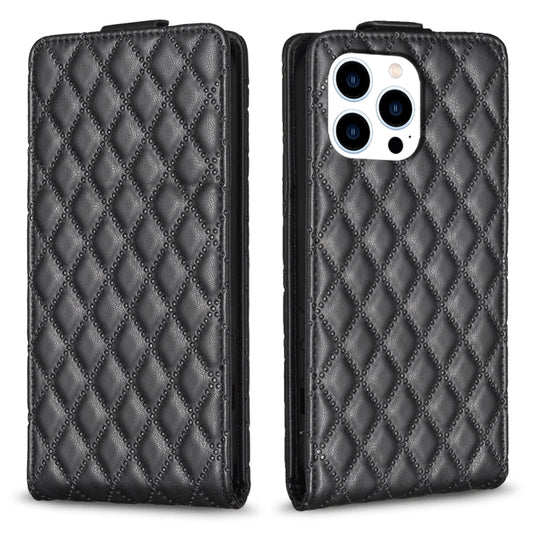 For iPhone 16 Pro Max Diamond Lattice Vertical Flip Leather Phone Case(Black) by buy2fix
