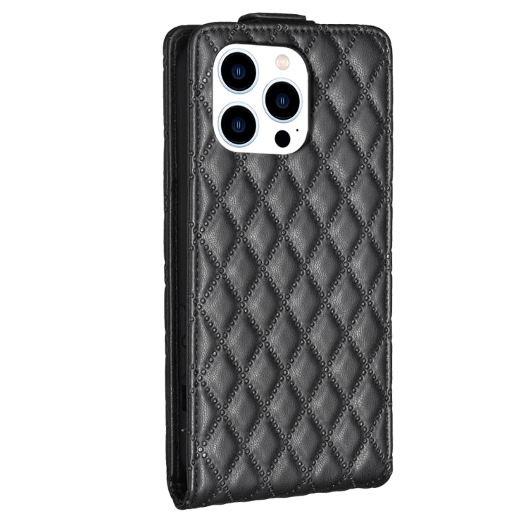 For iPhone 16 Pro Max Diamond Lattice Vertical Flip Leather Phone Case(Black) by buy2fix