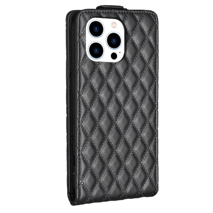For iPhone 16 Pro Max Diamond Lattice Vertical Flip Leather Phone Case(Black) by buy2fix