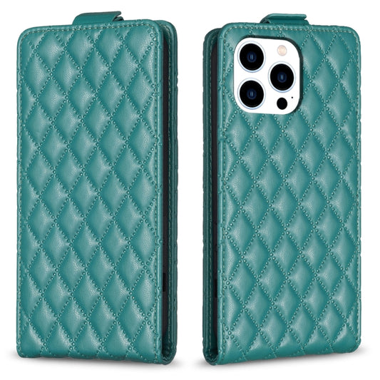 For iPhone 16 Pro Max Diamond Lattice Vertical Flip Leather Phone Case(Green) by buy2fix