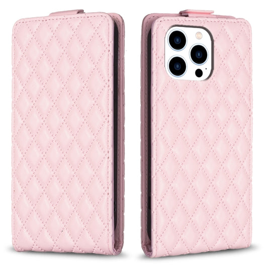 For iPhone 16 Pro Max Diamond Lattice Vertical Flip Leather Phone Case(Pink) by buy2fix