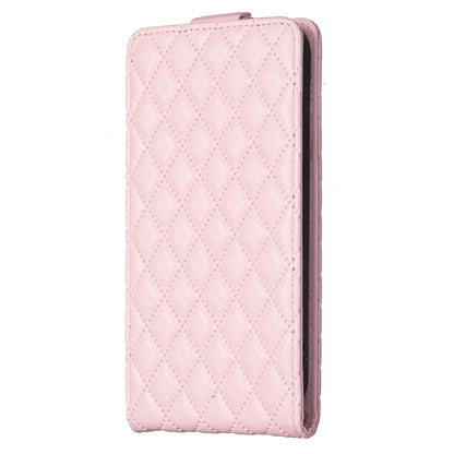 For iPhone 16 Pro Max Diamond Lattice Vertical Flip Leather Phone Case(Pink) by buy2fix