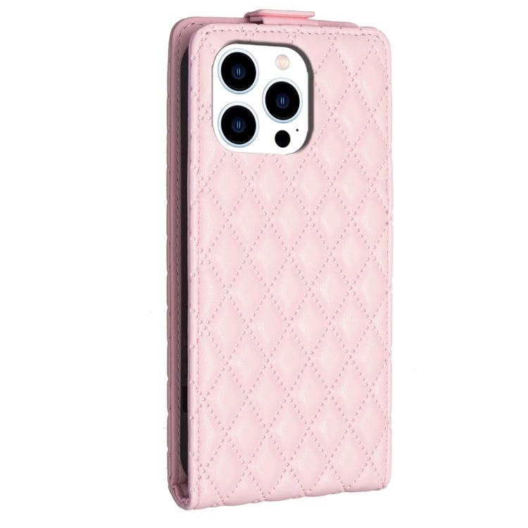For iPhone 16 Pro Max Diamond Lattice Vertical Flip Leather Phone Case(Pink) by buy2fix