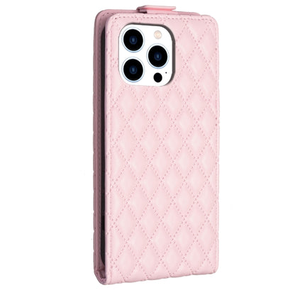 For iPhone 16 Pro Max Diamond Lattice Vertical Flip Leather Phone Case(Pink) by buy2fix