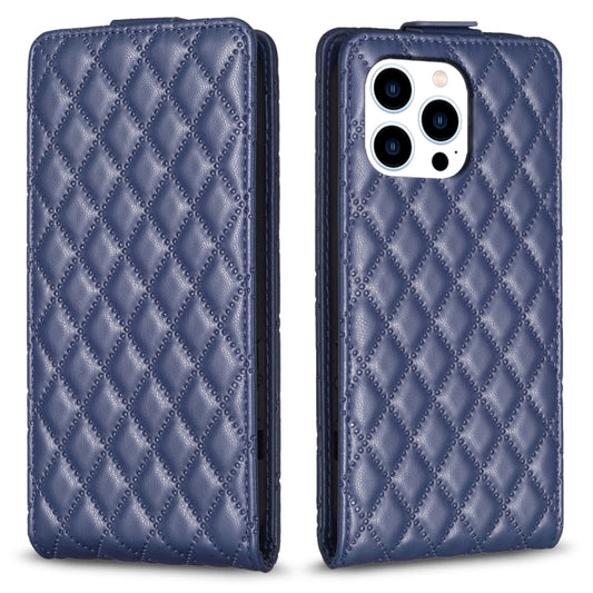 For iPhone 16 Pro Max Diamond Lattice Vertical Flip Leather Phone Case(Blue) by buy2fix