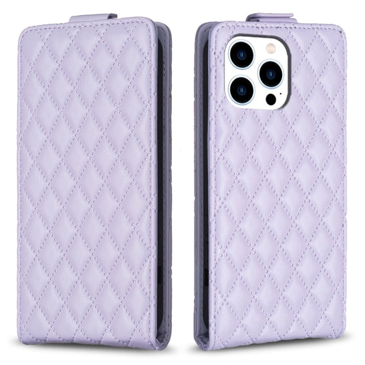 For iPhone 16 Pro Max Diamond Lattice Vertical Flip Leather Phone Case(Purple) by buy2fix