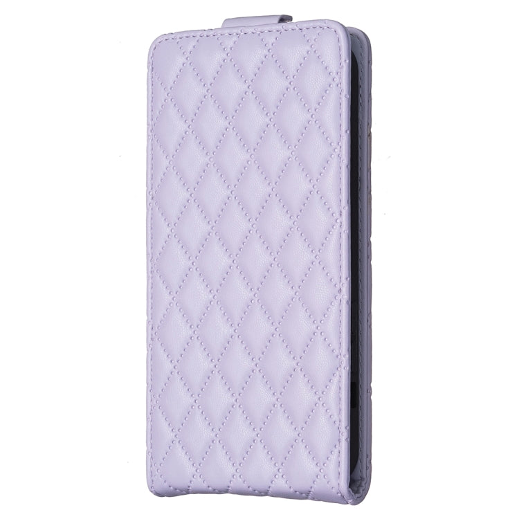 For iPhone 16 Pro Max Diamond Lattice Vertical Flip Leather Phone Case(Purple) by buy2fix