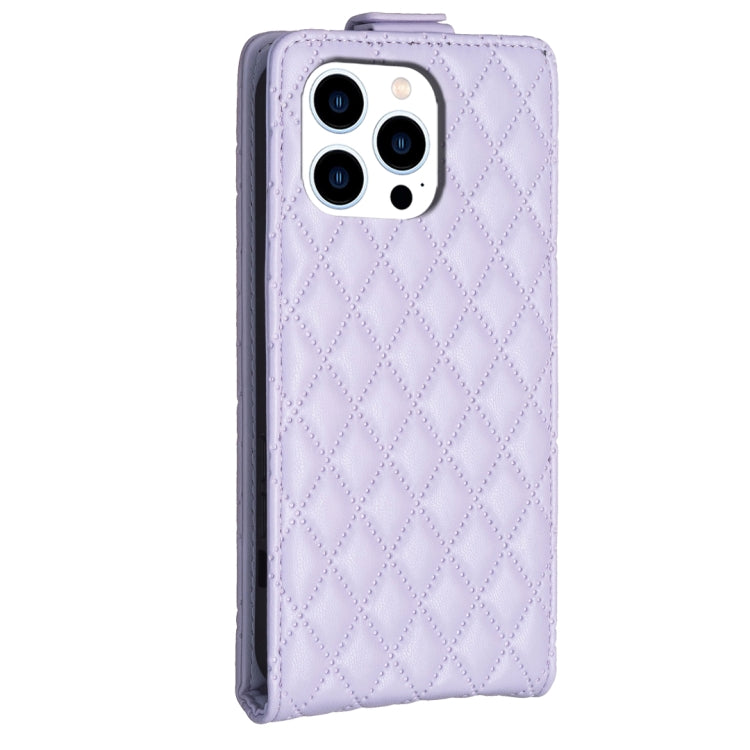For iPhone 16 Pro Max Diamond Lattice Vertical Flip Leather Phone Case(Purple) by buy2fix