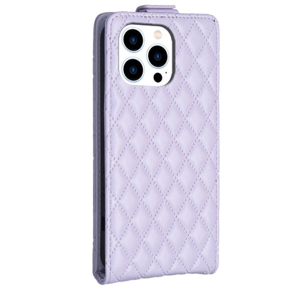 For iPhone 16 Pro Max Diamond Lattice Vertical Flip Leather Phone Case(Purple) by buy2fix