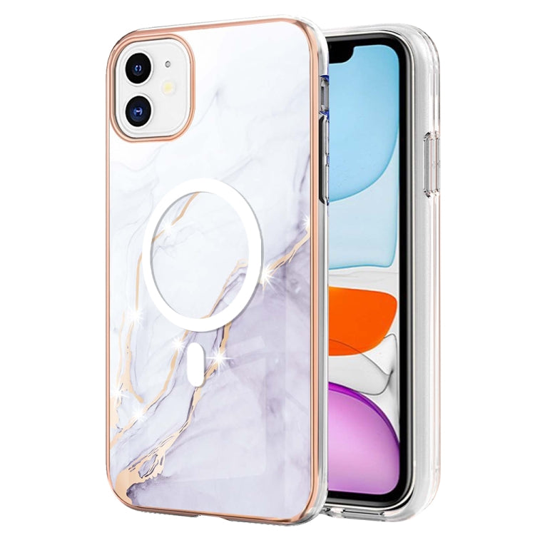 For iPhone 11 Marble Pattern Dual-side IMD Magsafe TPU Phone Case(White 006) by buy2fix