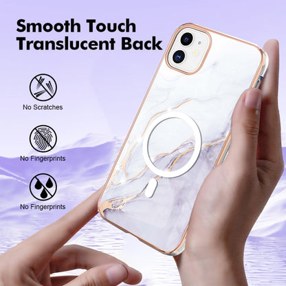 For iPhone 11 Marble Pattern Dual-side IMD Magsafe TPU Phone Case(White 006) by buy2fix